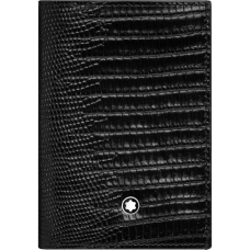 德國 Mont Blanc 萬寶龍 116299大班系列 牛皮鱷魚壓紋 對折卡片包 黑色