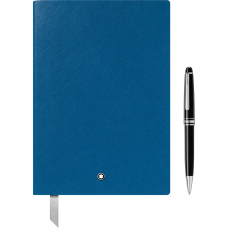 Mont Blanc Set with Meisterstück Platinum Classique Ballpoint Pen and Notebook #146 Electric Blue 萬寶龍 大班系列  原子筆+筆記本 118961